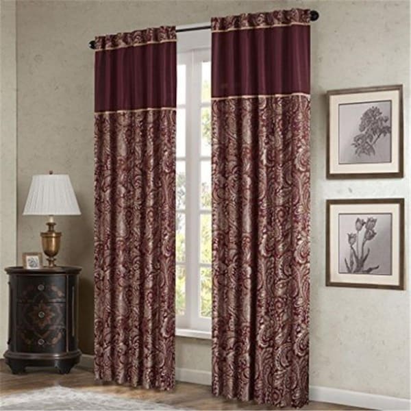 Madison Park 100 Percent Polyester Jacquard Panel Pair, Burgundy - 95 in. MP40-2713 - main